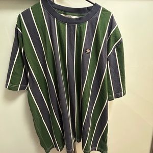 Vertical stripe oversize hunter green and navy men’s xxl dickies skate shirt